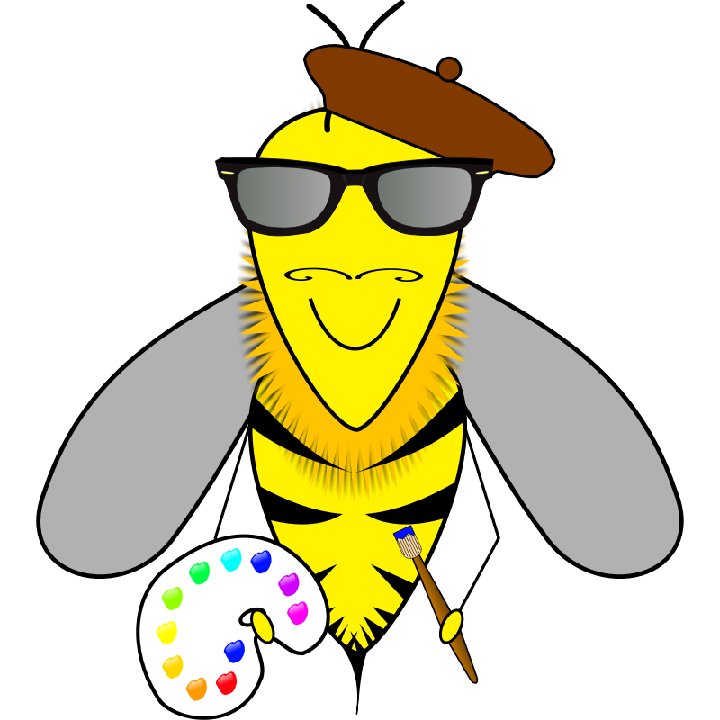 Clipart - Hipster bee artist