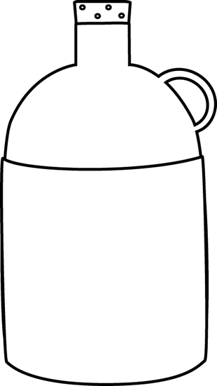 Black and White Tall Jug Clip Art - Black and White Tall Jug Image