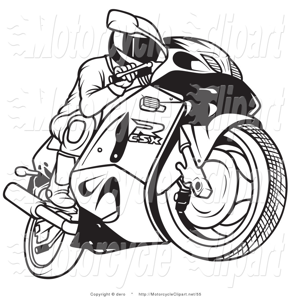 Transportation Clipart of a Black and White Biker by dero - #55