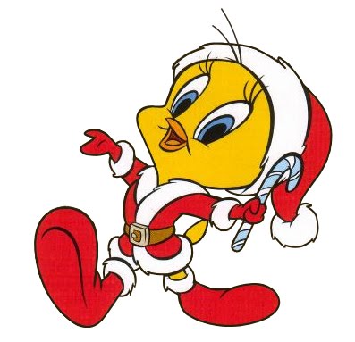 Christmas tweety bird in santa claus dress and hat pictures,
