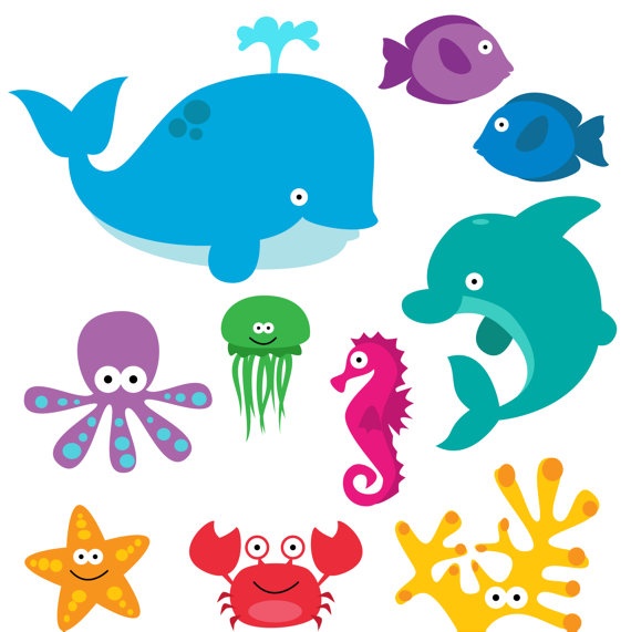Sea Animals Clip Art Clipart Sea Creatures Clip Art Clipart - Commerc…