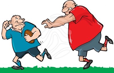 Cartoon of two rugby players - clipart #83383825