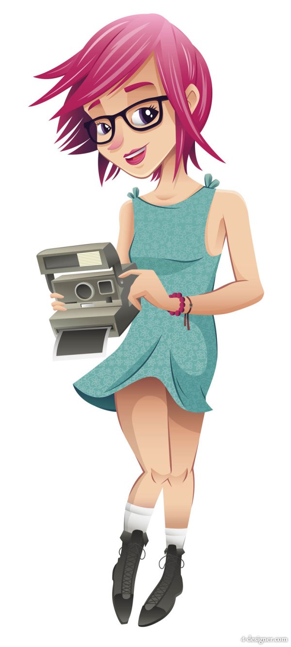 4-Designer | Cartoon girls 03 vector material