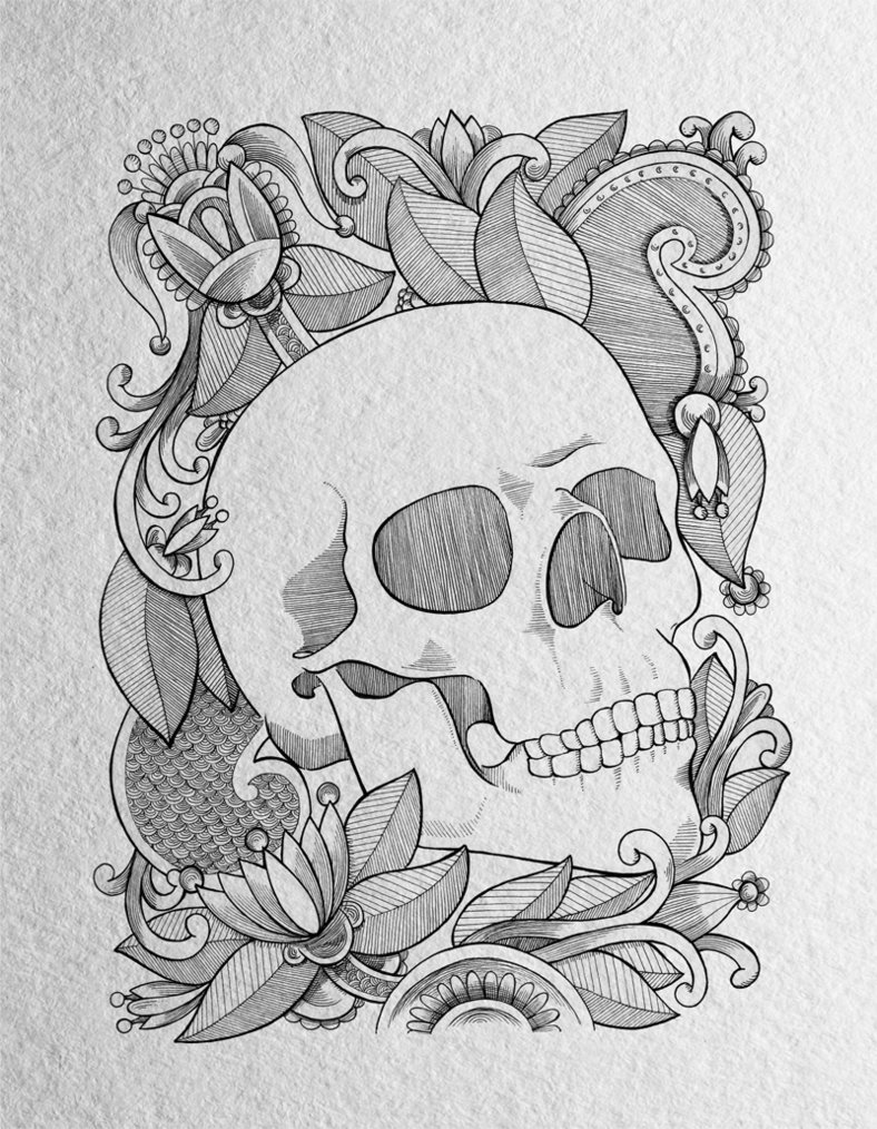 Skull and Floral Drawing by DonCarlosSalinas on DeviantArt
