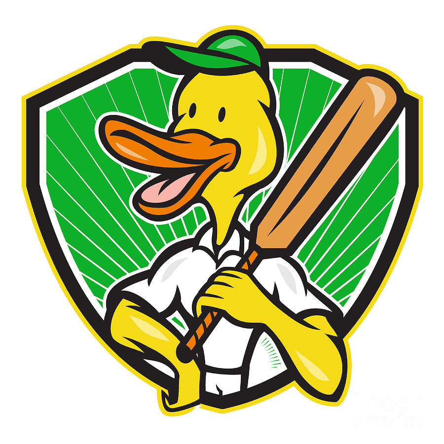 Duck Cricket Player Batsman Cartoon by Aloysius Patrimonio