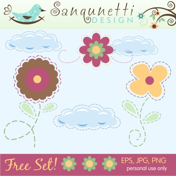Free stitch flowers Clipart Set - Freebies - Mygrafico.com