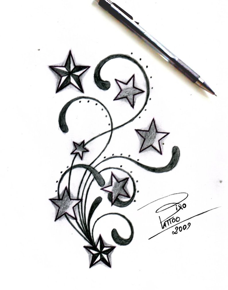 Stars and Swirls Tattoo Design Sketches by Bixotattoo (Deviantart ...
