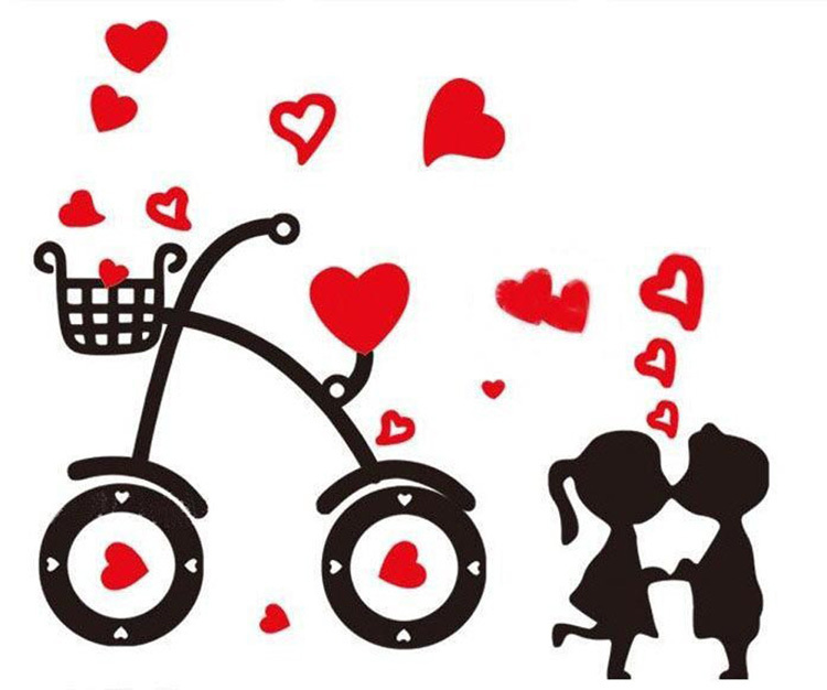 Free Shipping Hot Sell Sweet Cartoon Bicycle Love Wall Stickers ...