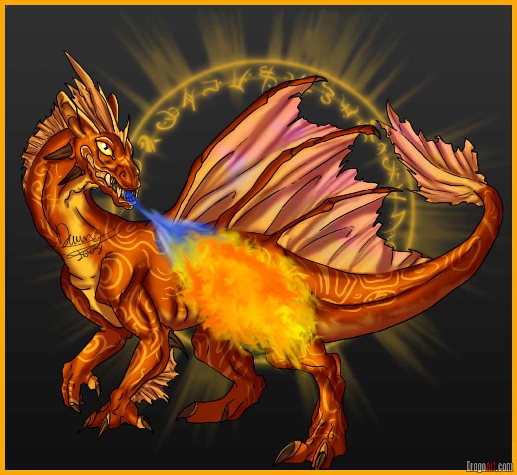 How to Draw a Red Fire Breathing Dragon, Step by Step, Dragons ...