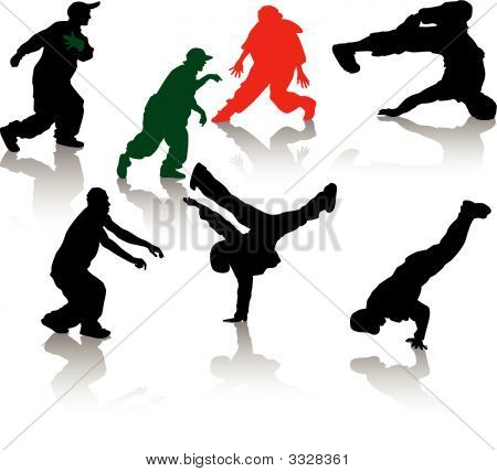 Silhouettes Street Dancers Teens Hip Hop Break Dancing Image ...