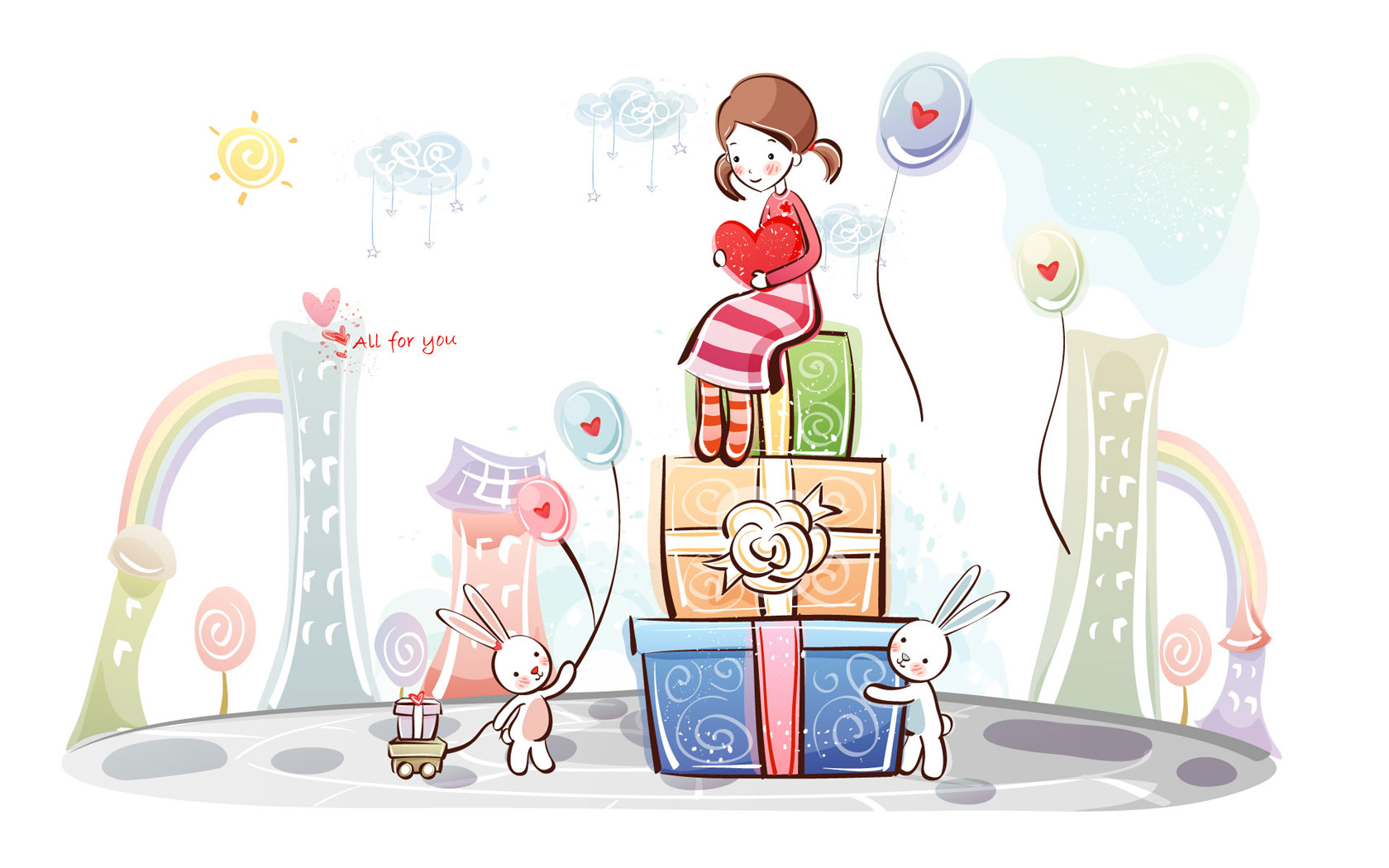 Valentine's Day Wallpaper - Valentine's Day Cartoon - Valentine's ...