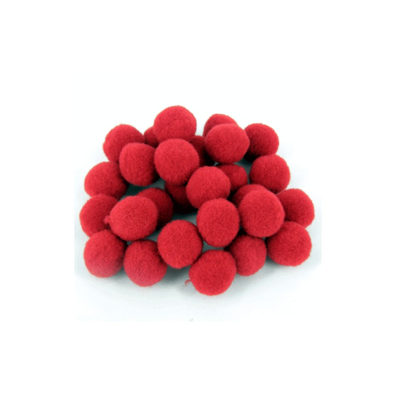 Red / White 25mm Craft Pom Poms Best dense quality pack of 8 ...