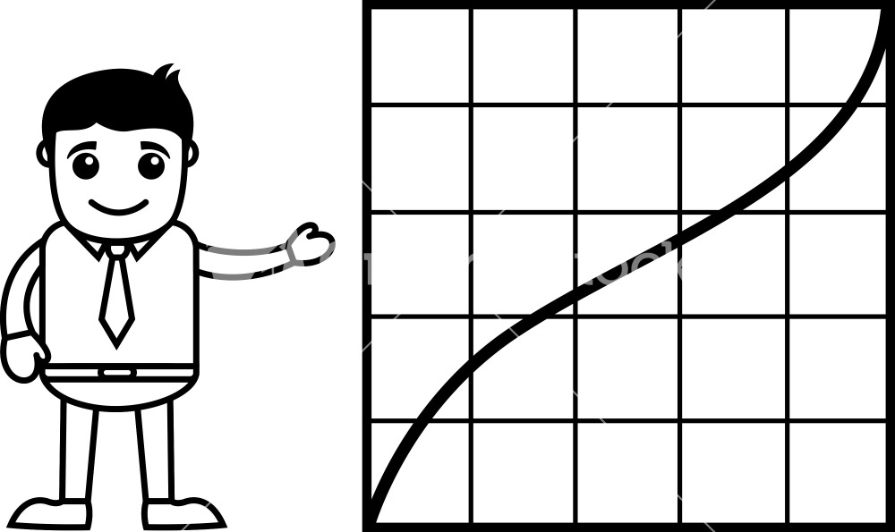 Man Showing Increasing Graph Line - Business Cartoon Character ...