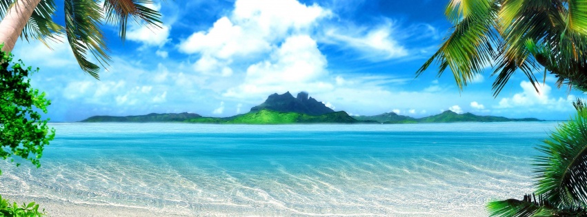 851x315 Tropical Beach Background Wallpaper
