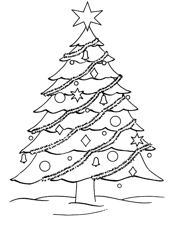 Christmas Tree Coloring Page - Drawing Kids