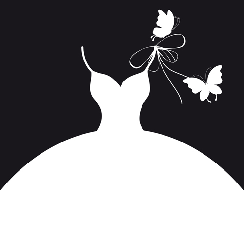 Beautiful wedding dress silhouette design vector 02 free – Over ...
