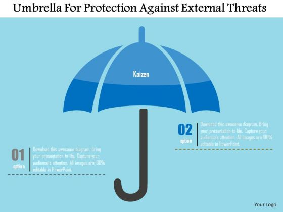Business Diagram Umbrella For Protection Against External Threats ...