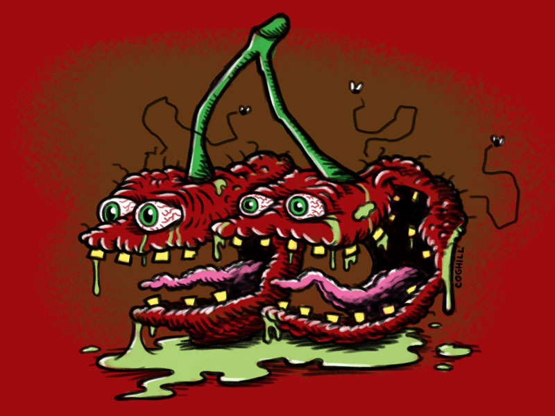 Dribbble - "Scary Cherries" Lowbrow Food Cartoon Characters by ...