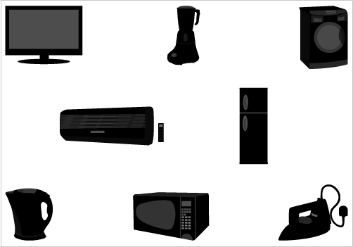 Electronic Home Appliances Vector Graphics PackSilhouette Clip Art