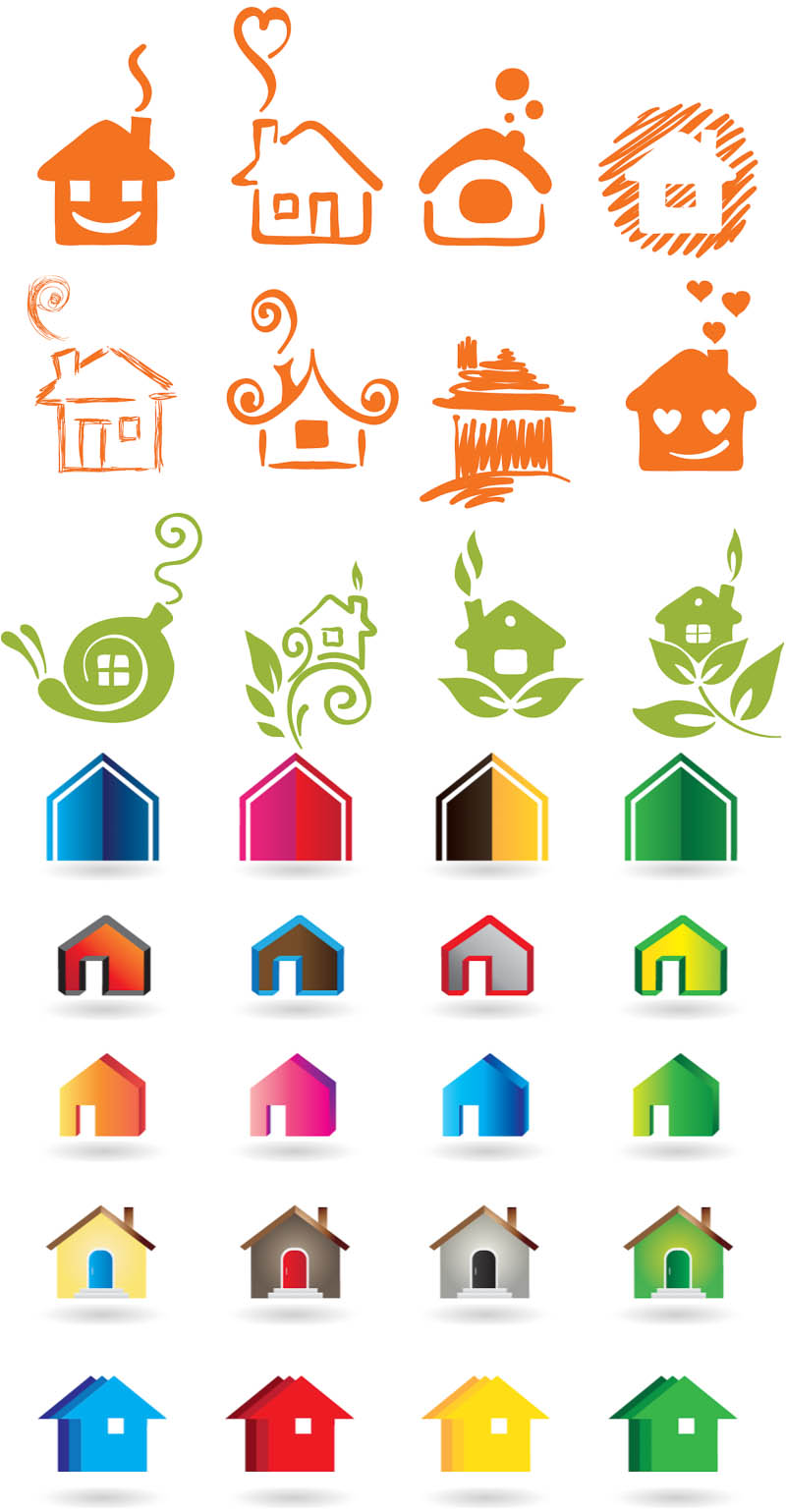 Colored house logotypes vector | ai, eps, free download