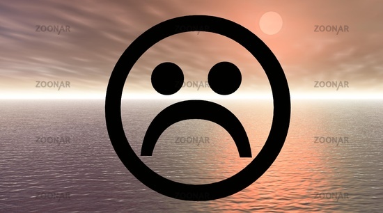 Photo Big black sad smiley with violet sunset upon ocean in the ...