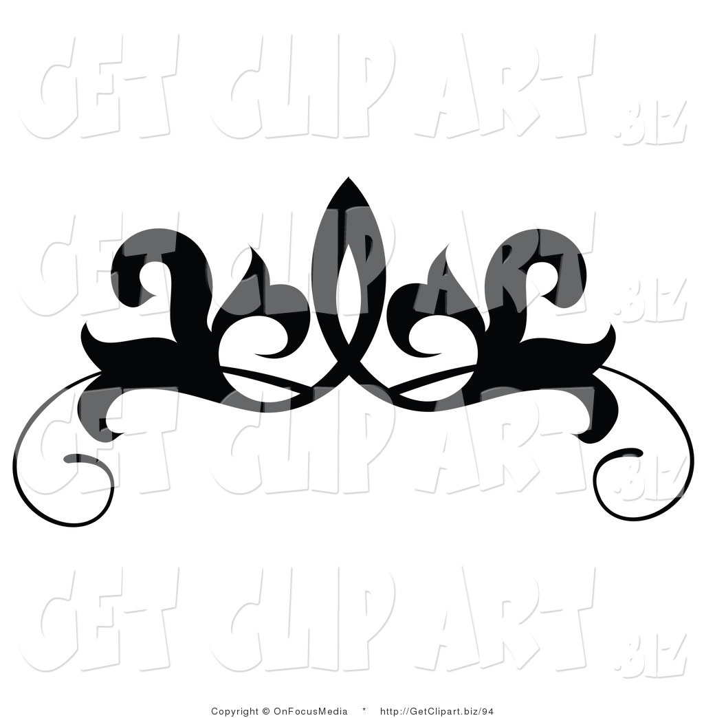 Clip Art of a Black and White Design Scroll or Tattoo Design on ...