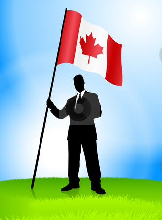 Businessman Leader Holding Canada Flag stock vector
