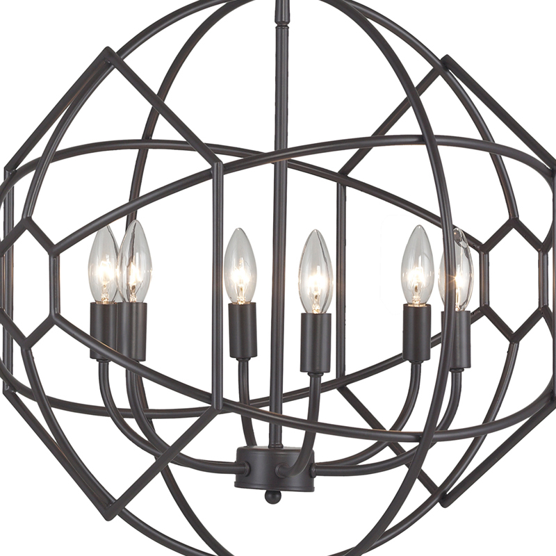 District17: Rustic Iron Orb Chandelier With Honeycomb Metal Work ...