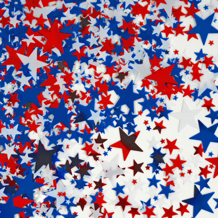 Red, White & Blue Stars Metallic Confetti | Patriotic Party Supplies