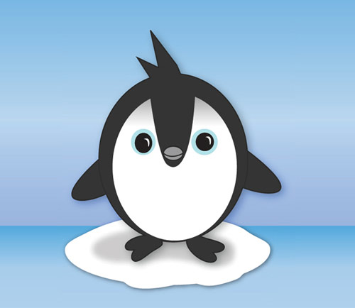 Cute Penguin Character Vector in Round Shape | vector cartoon