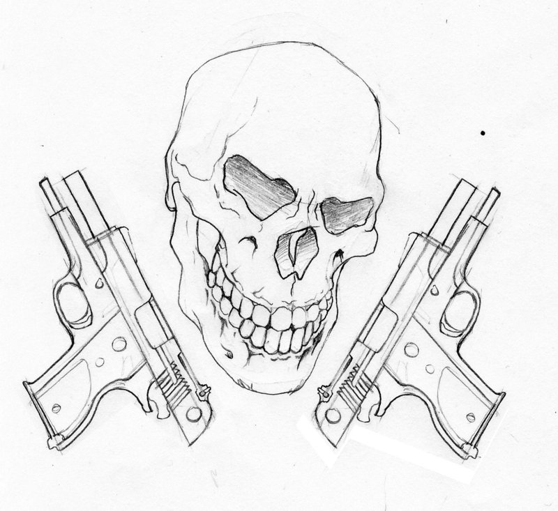 Skulls And Guns Drawings - Gallery