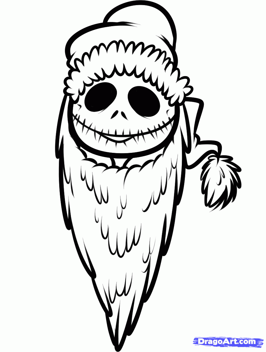 How to Draw Christmas Jack Skellington, Step by Step, Christmas ...