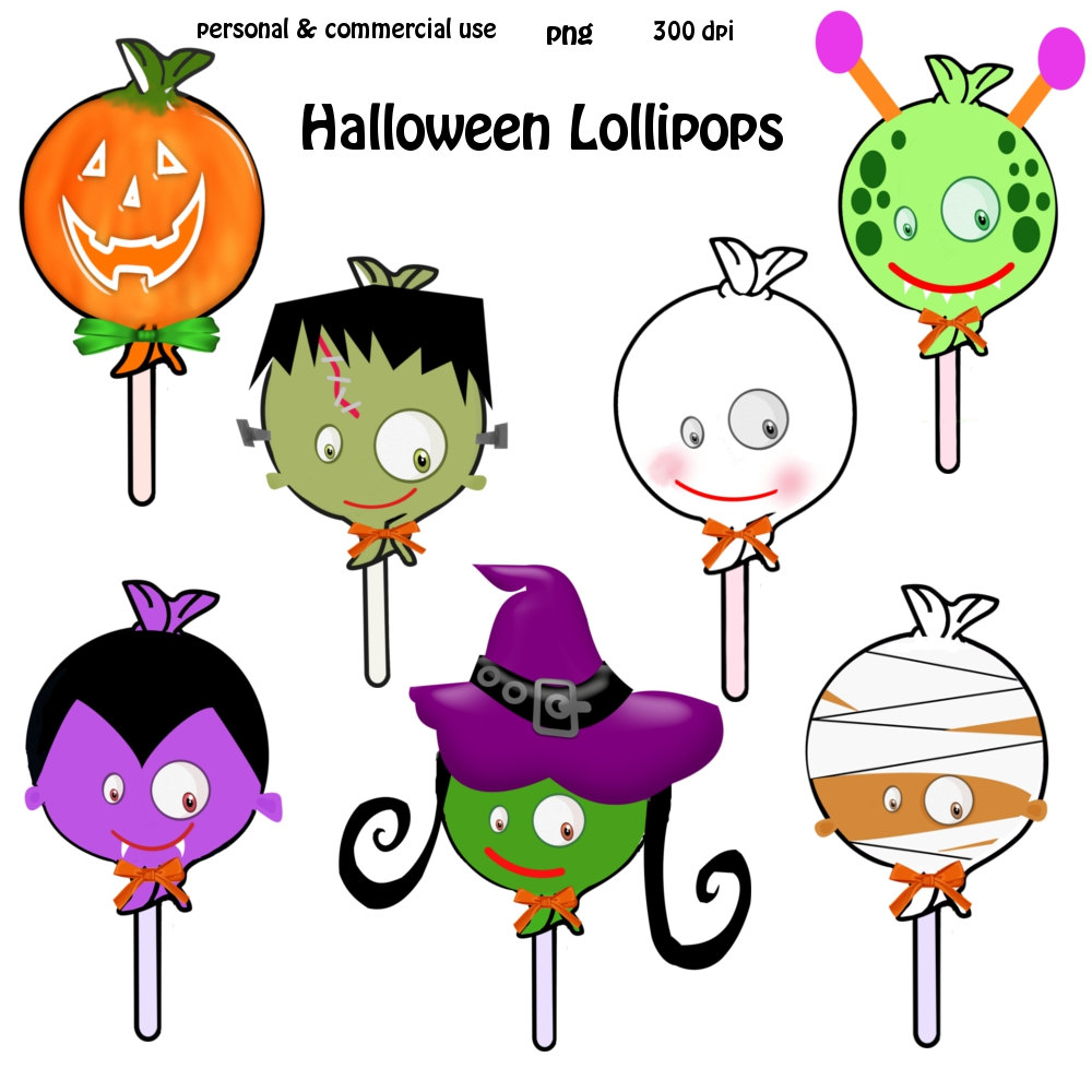 Clip Art: Halloween Lollipops Png Digital by graphicexpress