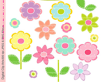 Items similar to bunting clip art,flowers clip art,M75, bunting ...