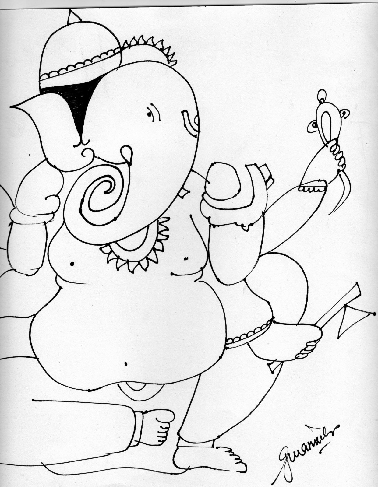 Outline Sketch – Ganesh Ji | DesiPainters.com