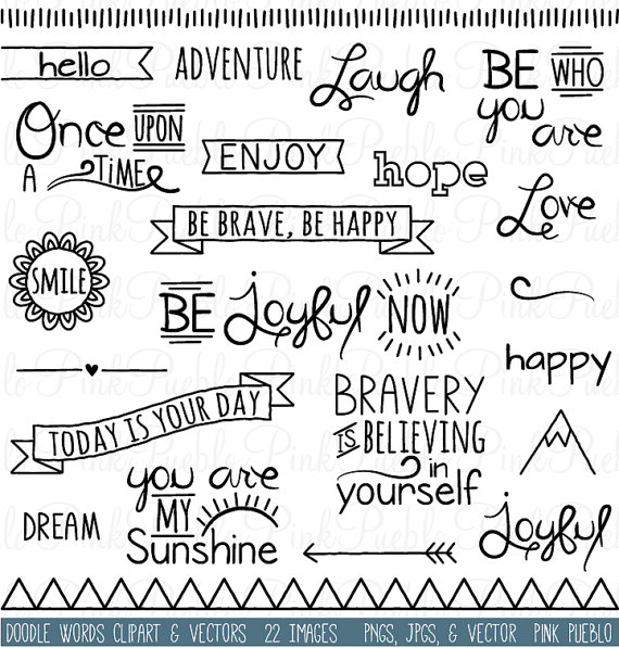 Doodle Words Clipart Clip Art Typography Word Subway by PinkPueblo