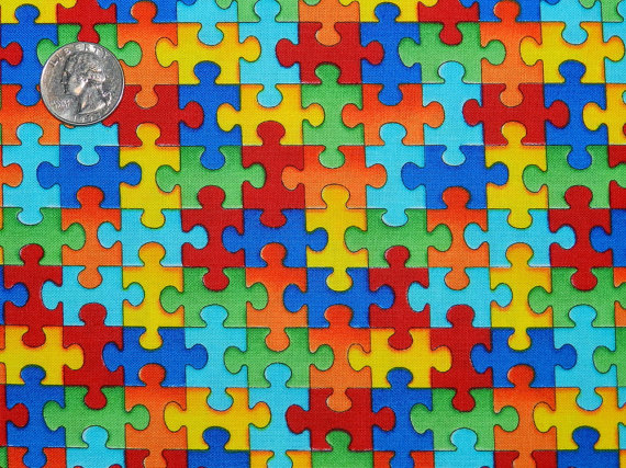 Autism Puzzle Piece FQ 18 inches x 42 inches by TheFabricFox