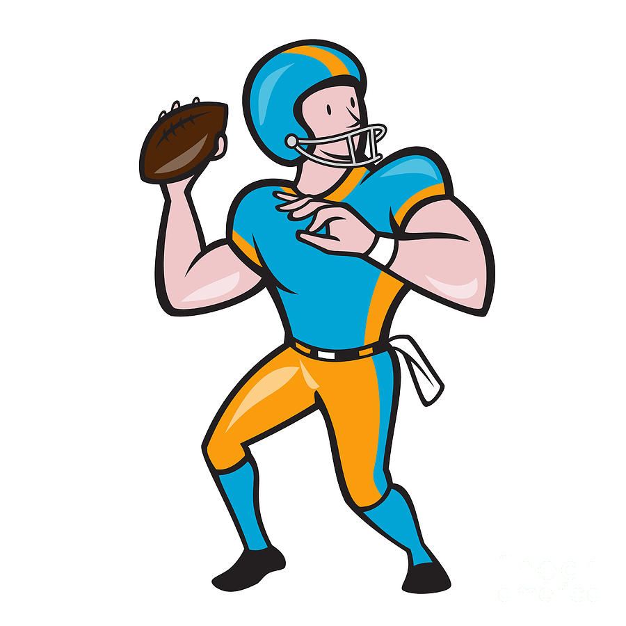 American Football Quarterback Qb Throwing Cartoon by Aloysius ...