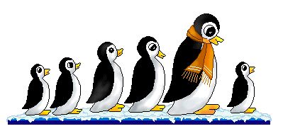Penguins Clip Art - A Line of Penguins in Snow