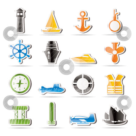 Simple Marine, Sailing and Sea Icons stock vector
