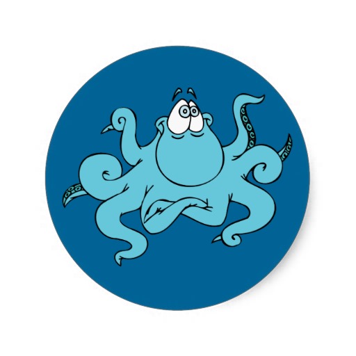 Cartoon Octopus Stickers, Cartoon Octopus Sticker Designs