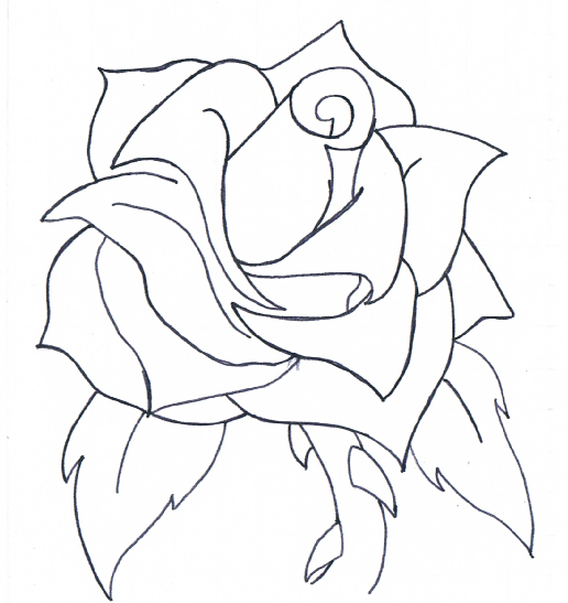 Image gallery for : rose line drawing