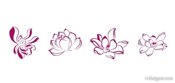 4-Designer | Zhang Daqian style lotus line drawing material killer ...