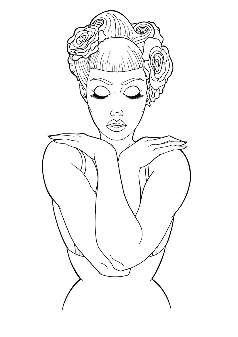 Miss Mosh Winter Rose Lineart by rowangovender on DeviantArt