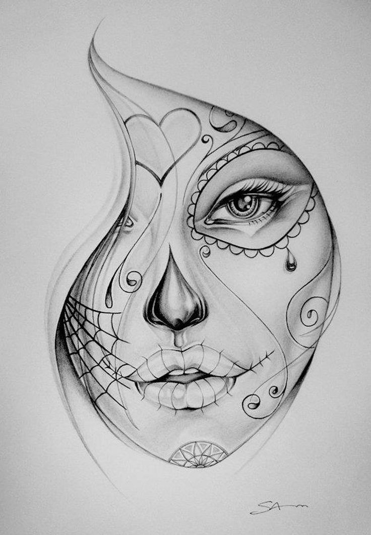 tattoo sketch. sugar skull face OMG MY FAV EVERRRRRRR BUT IN COLOR ...