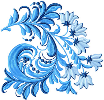 Blue Flower embroidery design for quilt and blanket