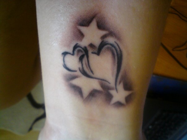 3d tattoo ideas anchor with hearts and stars Beautiful design idea ...