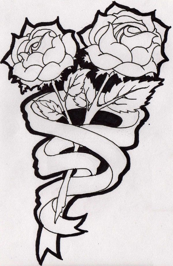 Gallery For > Drawings Of Roses With Ribbon