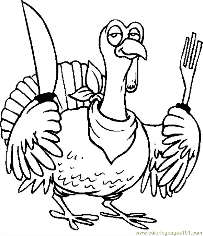 Coloring Pages Turkey With Utensils (Holidays > Thanksgiving Day ...