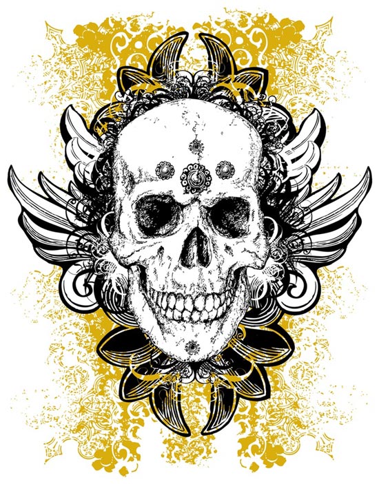 Grunge skull tattoo vector